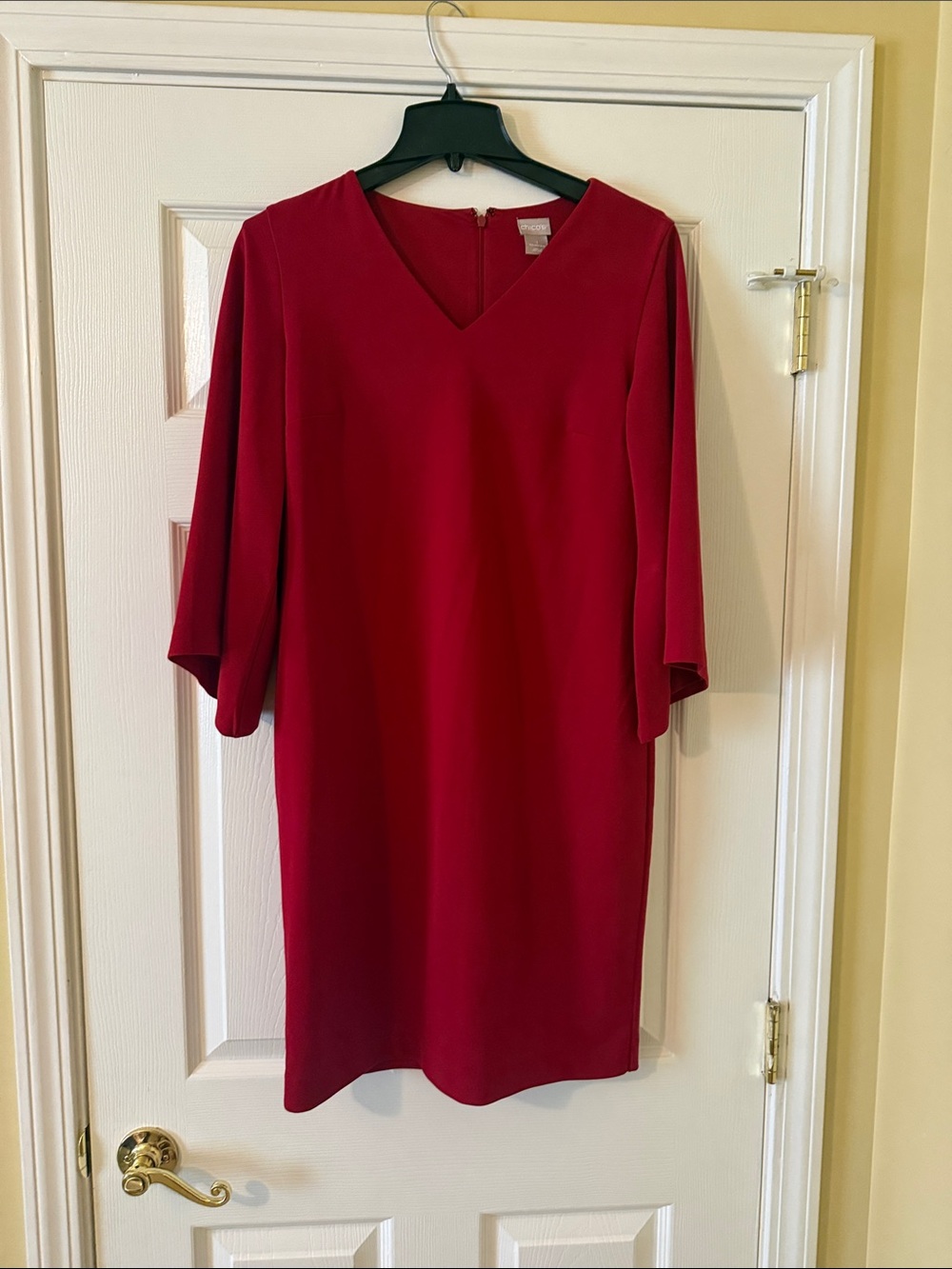 Chico's V-Neck Midi Dress in Rich Red